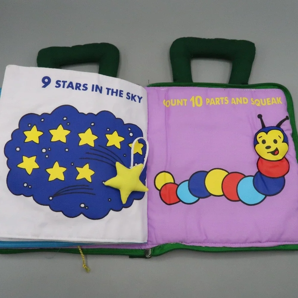 Vintage 1991 Pockets of Learning Soft Cloth Book Count And Play Baby